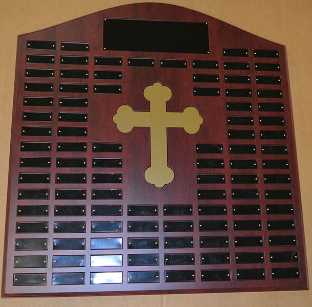 Center Mounted Inlaid Gold Cross Perpetual Plaque