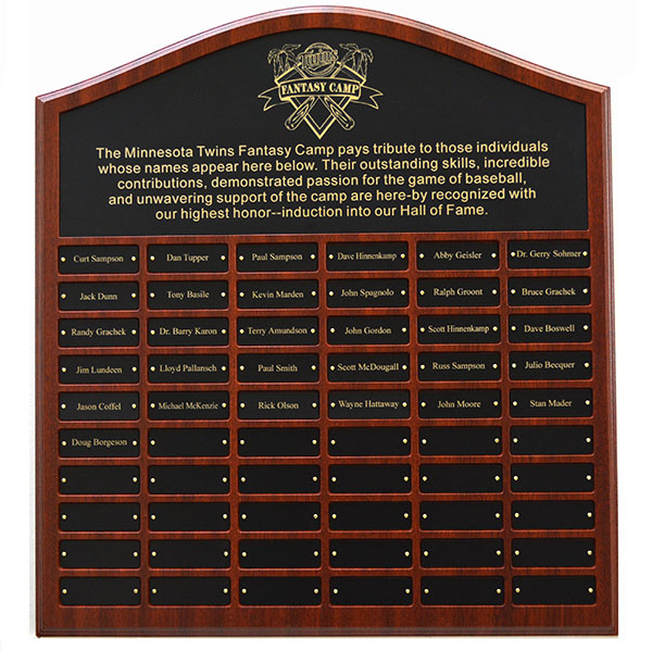 Hall of Fame Custom Plaque