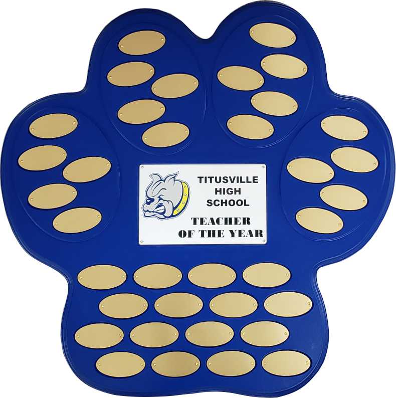 Paw Shaped Plaque in Blue Finish